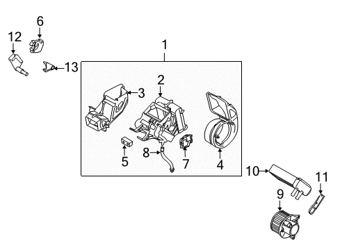 2008 Infiniti QX56 Auxiliary Heater & A/C Rear Cooling Unit Diagram for 27400-9GA0A