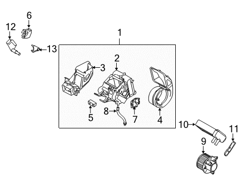 2008 Infiniti QX56 Auxiliary Heater & A/C Control Assembly-Rear Air Conditioner, Front Diagram for 27511-ZW10A