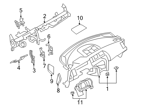 2012 Nissan Murano Cluster & Switches, Instrument Panel Lid-Cluster Diagram for 68240-1GR0A