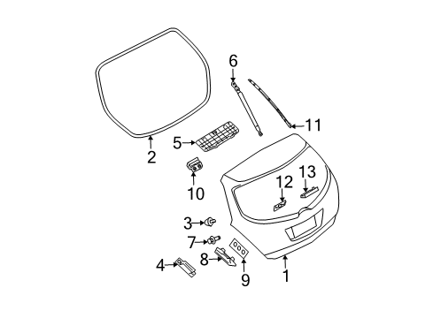 2004 Nissan Murano Lift Gate Seal-Back Door, Side LH Diagram for 90823-CA010