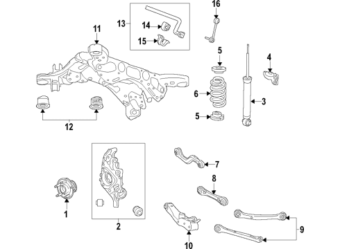 2021 Buick Envision Rear Suspension Components, Lower Control Arm, Stabilizer Bar Shock Diagram for 84939426