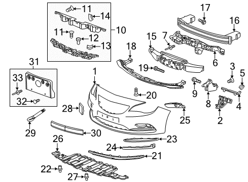2018 Buick Cascada Front Bumper Outer Molding Diagram for 13372329