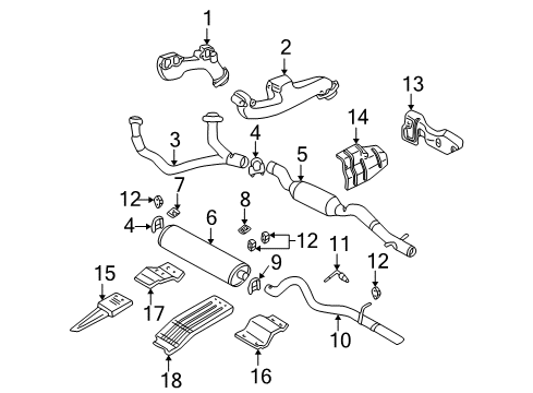 1998 Dodge Durango Exhaust Components Catalytic Converter Diagram for 52103383AB