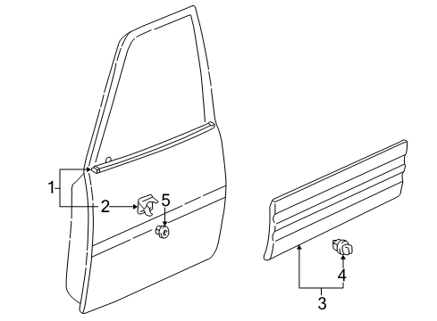 1996 Toyota RAV4 Exterior Trim - Front Door Body Side Molding Diagram for 75072-42903