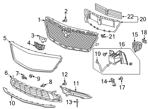 2019 Cadillac CT6 Parking Aid Grille Surround Diagram for 84939280