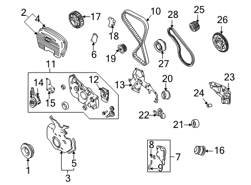 2002 Kia Optima Filters Gasket-Timing Belt Cover Diagram for 2137138014