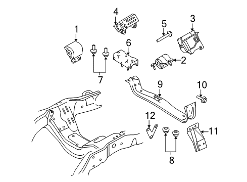 2010 Ford F-350 Super Duty Engine & Trans Mounting Transmission Crossmember Side Bracket Diagram for F81Z-6096-AC