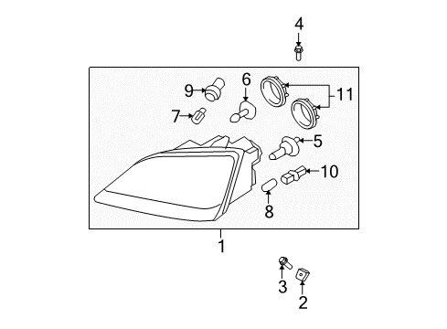 2008 Kia Sorento Bulbs Driver Side Headlight Assembly Diagram for 921013E640