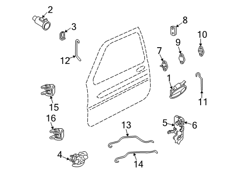 2000 Buick Regal Front Door Handle Asm-Rear Side Door Inside *Gray Diagram for 10350954