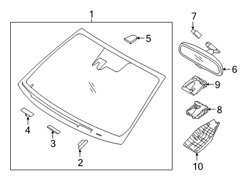 2016 Hyundai Sonata Windshield Glass Cover-L.D.W.S Diagram for 95891-C1000