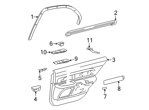 2003 Lincoln LS Interior Trim - Rear Door Belt Weatherstrip Diagram for XW4Z-5425860-AA