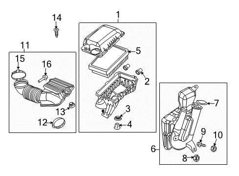2007 Saturn Ion Powertrain Control Air Cleaner Assembly Diagram for 15261753