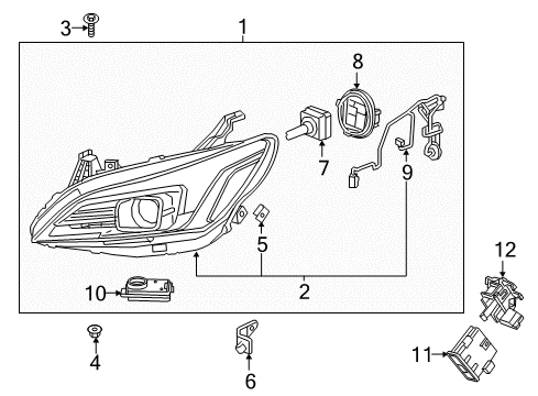 2019 Buick LaCrosse Headlamps Lens & Housing Lower Bracket Diagram for 26697290