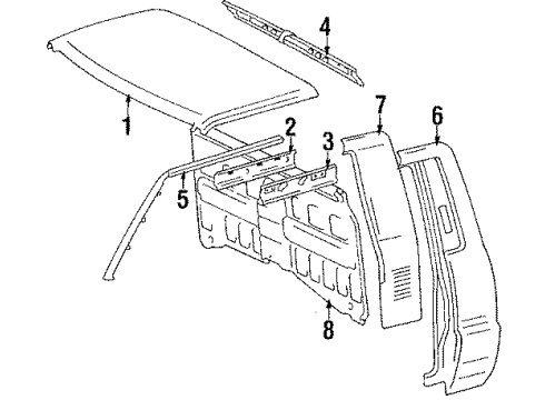 1984 Toyota Pickup Cab Assembly Cab Back Diagram for 64101-89120