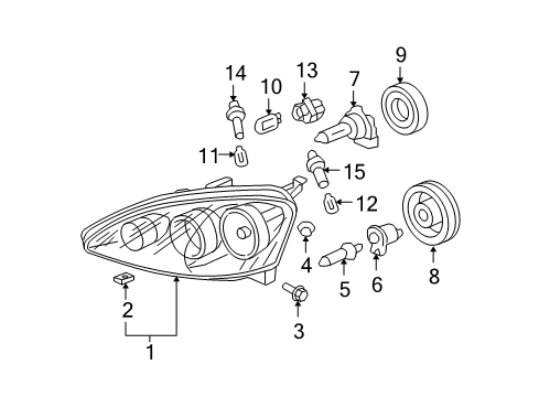 2006 Acura RSX Bulbs Driver Side Headlight Lens/Housing Diagram for 33151-S6M-A51