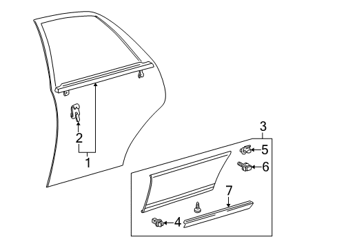 2001 Lexus ES300 Exterior Trim - Rear Door Moulding, Rear Door Outside, Lower LH Diagram for 75746-33030