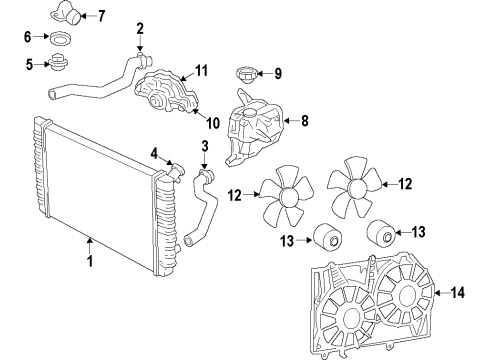 2009 Buick Lucerne Cooling System, Radiator, Water Pump, Cooling Fan Water Pump Assembly Diagram for 12702111