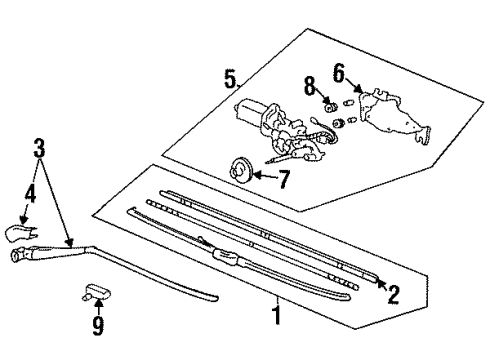 1995 Honda Odyssey Wiper & Washer Components Arm, Rear Wiper Diagram for 76720-SX0-003