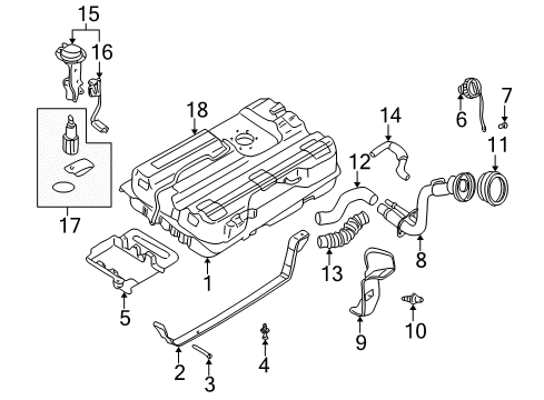 2000 Nissan Quest Fuel Supply Fuel Tank Assembly Diagram for 17202-7B001