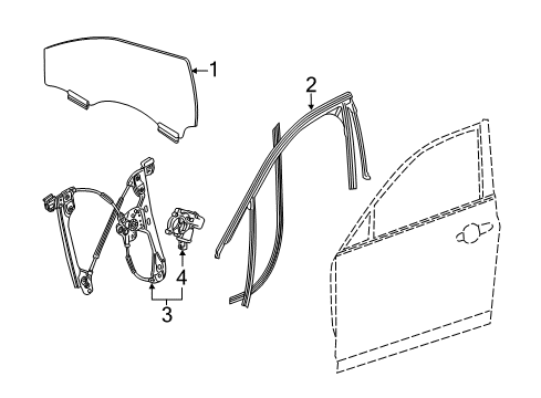 2017 Cadillac CT6 Front Door Run Weatherstrip Diagram for 84150965