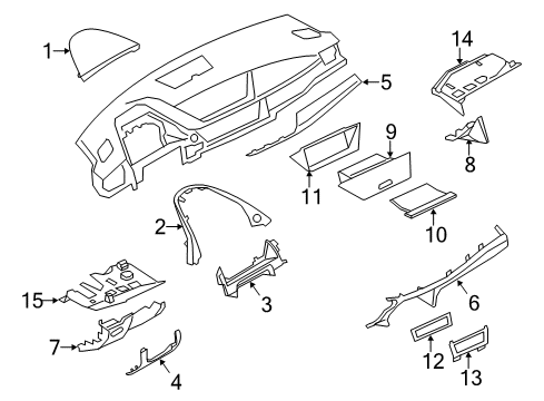 2014 BMW X1 Cluster & Switches, Instrument Panel Trim Panel, Steering Column, Bottom Diagram for 51459227652