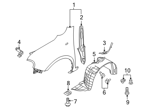 2011 Nissan Cube Fender & Components PROTCT Front Fender L Diagram for 63843-1FU0A