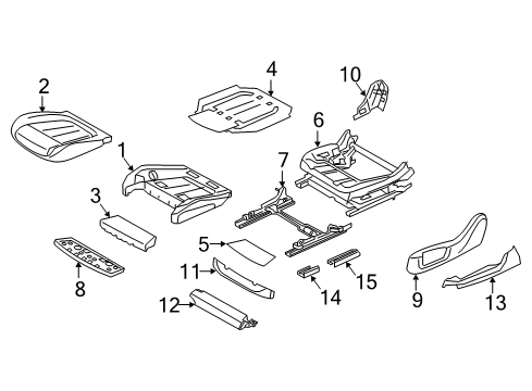 2020 BMW 740i Passenger Seat Components Padded Section, Comfort Active Seat, Right Diagram for 52107478176