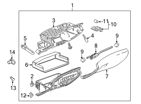 2015 Cadillac SRX Glove Box Compartment Diagram for 20836019