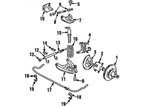 1986 Chevrolet K10 Suburban Front Suspension Front Brake Rotor Assembly Diagram for 19211904