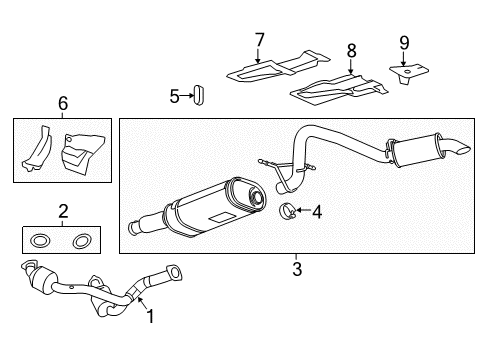 2011 Cadillac Escalade Exhaust Components Muffler Diagram for 15896609