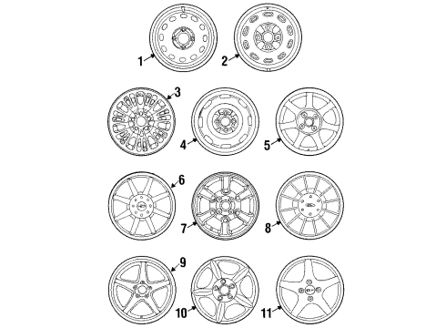 1998 Ford Contour Wheels Wheel Nut Diagram for E83Z-1012-A