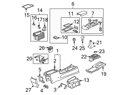 2004 Acura TSX Parking Brake Console, Center (Graphite Black) Diagram for 83420-SEC-A01ZB