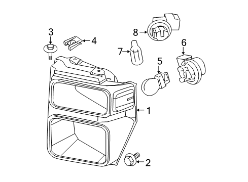 2009 Ford F-250 Super Duty Bulbs Park Lamp Assembly Diagram for 7C3Z-13200-B