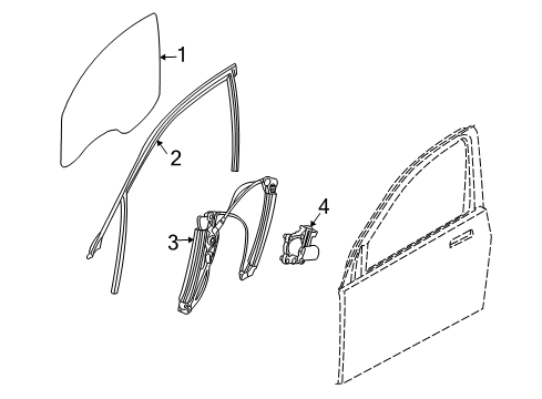 2005 BMW 745i Rear Door Front Right Window Guide Diagram for 51338223832