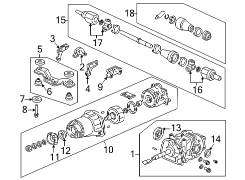 1998 Honda CR-V Transfer Case Carrier Sub-Assembly, Rear Differential Diagram for 41010-P6R-345