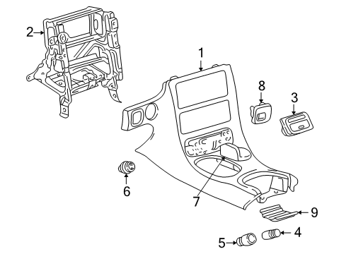 2003 Chevrolet Corvette Front Console Trim Plate Diagram for 10268306