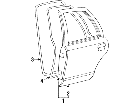 1998 Mercury Grand Marquis Rear Door Weatherstrip Diagram for F7MZ54253A10AAA