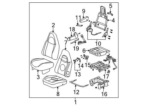 2003 Chevrolet Express 1500 Power Seats Recliner Diagram for 19127188