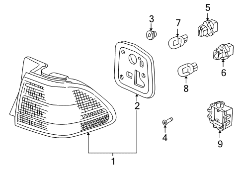 2002 Honda Accord Tail Lamps Lamp Unit, R. Tail Diagram for 33501-S84-A11