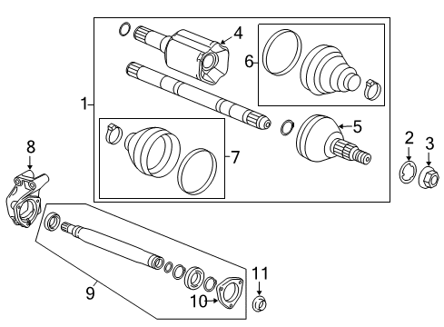 2015 Chevrolet Malibu Drive Axles - Front CV Joints Diagram for 13333932