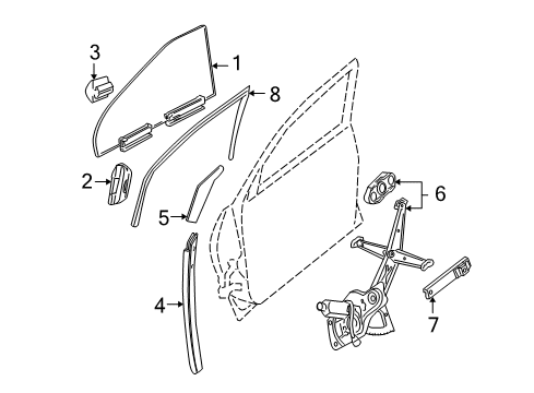 2006 Pontiac GTO Door & Components Weatherstrip Asm-Front Side Door Diagram for 92092896