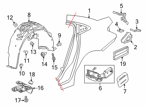 2016 Chevrolet Cruze Quarter Panel & Components Wheelhouse Liner Diagram for 84156928