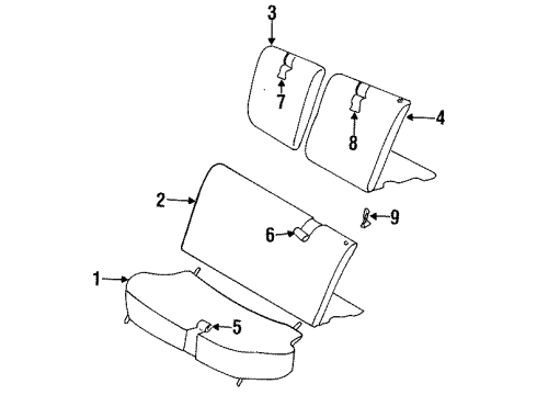 2000 Chevrolet Metro Rear Seat Components PAD, Rear Seat Back Diagram for 91171561