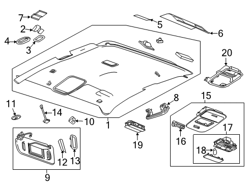 2015 Chevrolet Colorado Bulbs Headliner Diagram for 23475842