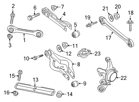 2014 BMW X1 Rear Suspension Components, Lower Control Arm, Upper Control Arm, Ride Control, Stabilizer Bar Wheel Carrier, Rear Right Diagram for 33326788050
