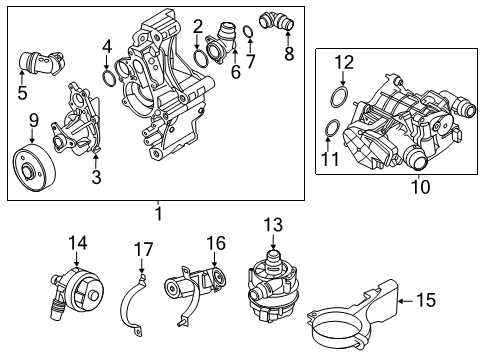 2021 BMW X3 Water Pump Heat Management Module Diagram for 11537644811