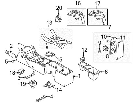 2001 Dodge Stratus Center Console Hinge Int-Floor Console Lid Diagram for MR512948