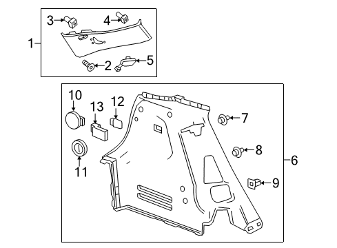 2022 Chevrolet Bolt EV Interior Trim - Quarter Panels Upper Quarter Trim Diagram for 42551989