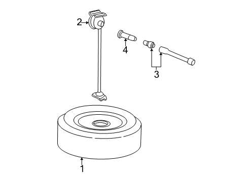 1994 Ford E-350 Econoline Club Wagon Spare Tire Carrier Spare Wheel Diagram for YC2Z-1015-AA