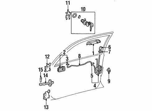 1995 Toyota Tercel Door & Components Lock Rod Diagram for 69712-16090